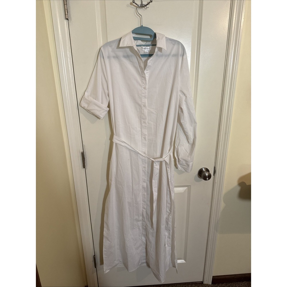 Summersalt Medium The Silky Luxe Effortless Shirt dress Cover- Up White